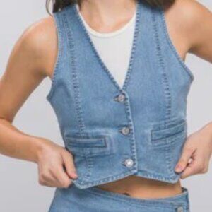Cropped Denim Vest